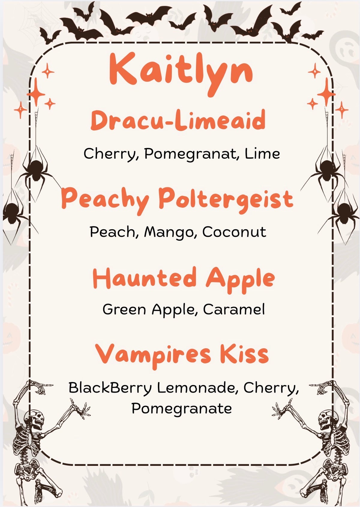 Kaitlyn’s menu